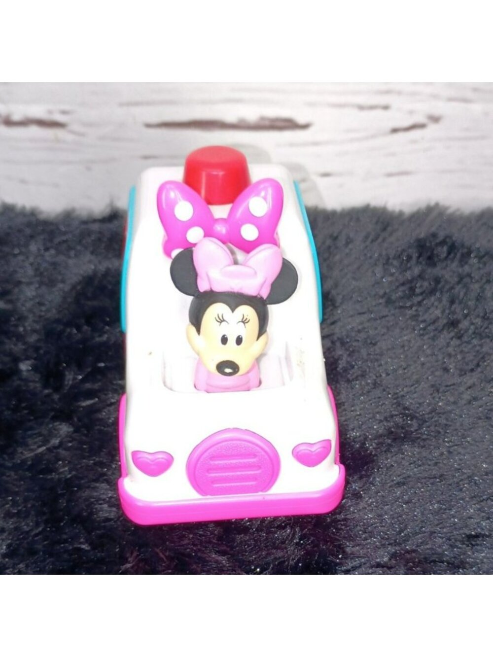 Disney Minnie‎ Mouse Lets Work Pink & White Toy Vehicle With Hearts Pattern